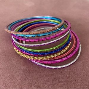 11 MULTI COLOURED SPARKLY BANGLE BRACELETS